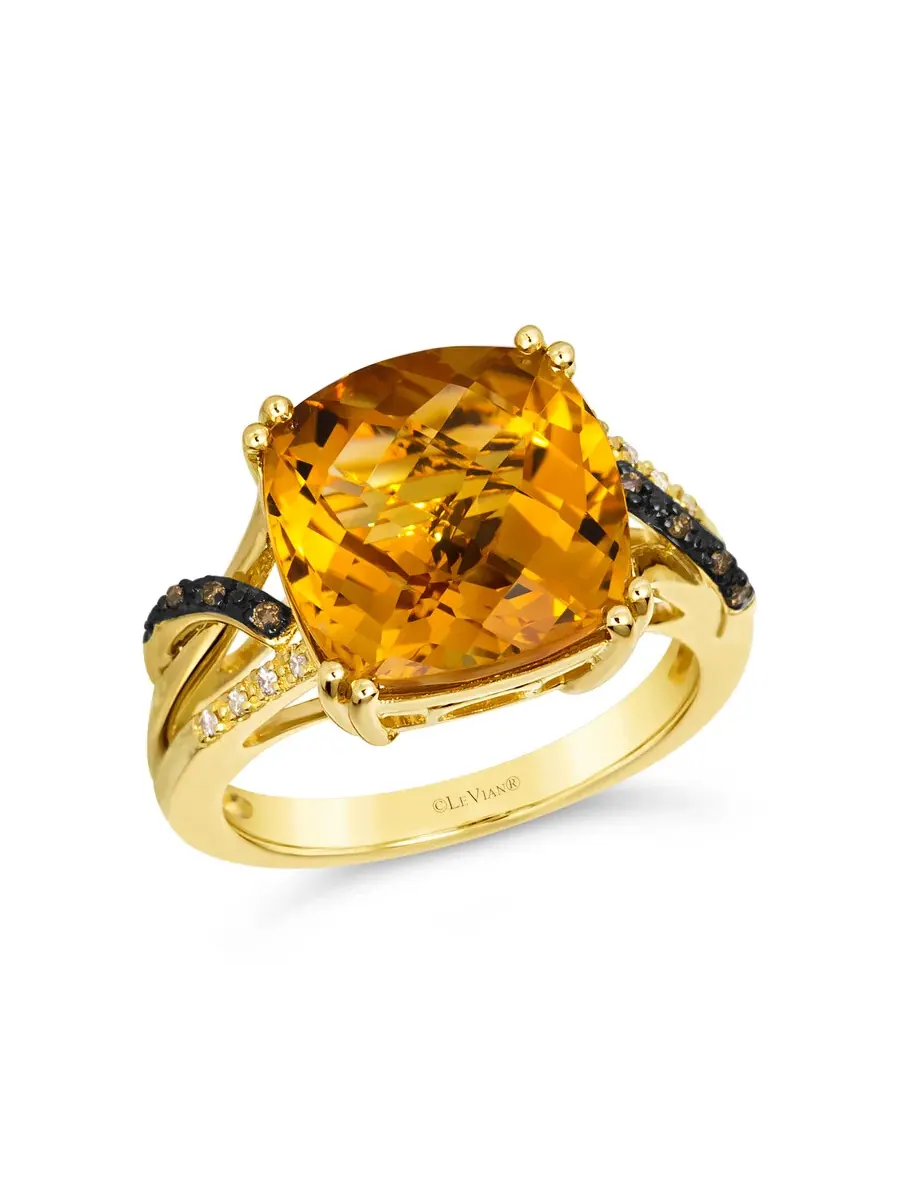 Женское полудрагоценное кольцо Le Vian с 6 3/4 каратаами коричного цитрина, установленное в — изображение 1 из 3