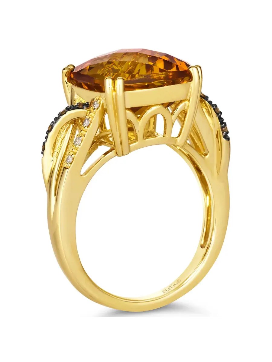 Женское полудрагоценное кольцо Le Vian с 6 3/4 каратаами коричного цитрина, установленное в — изображение 2 из 3