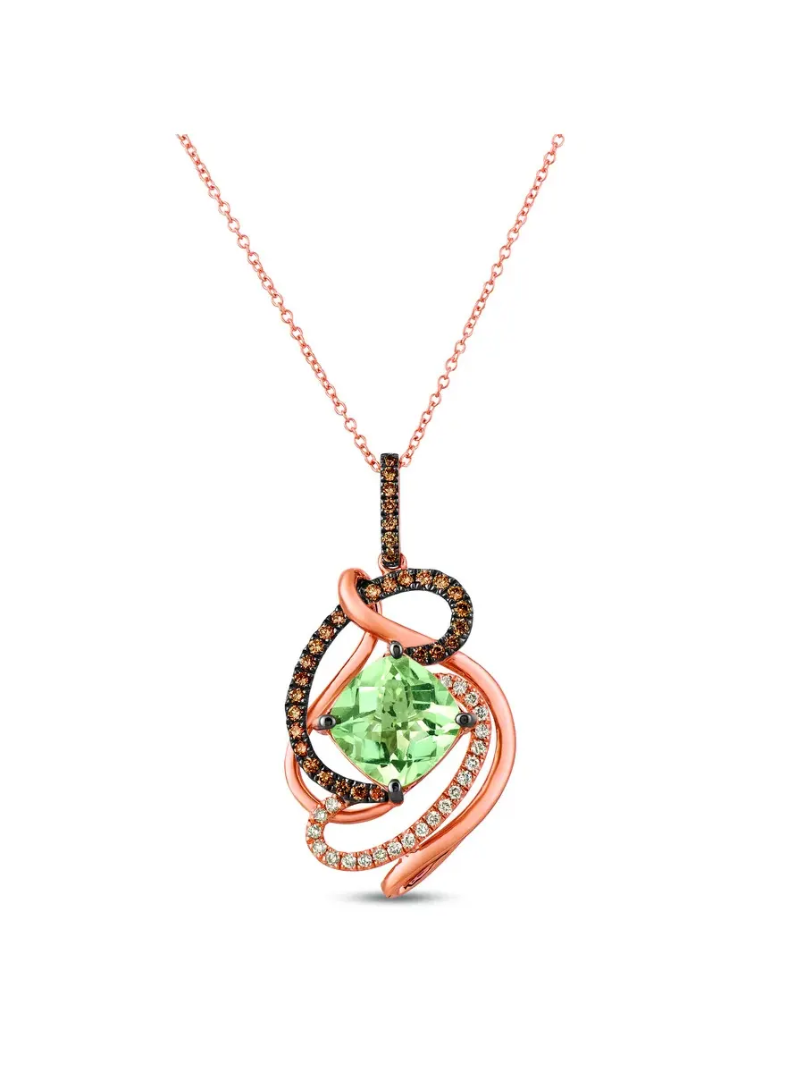 Подвеска Le Vian Mint Julep из кварца, шоколадные и нюдовые бриллианты, установленные в 14-каратном