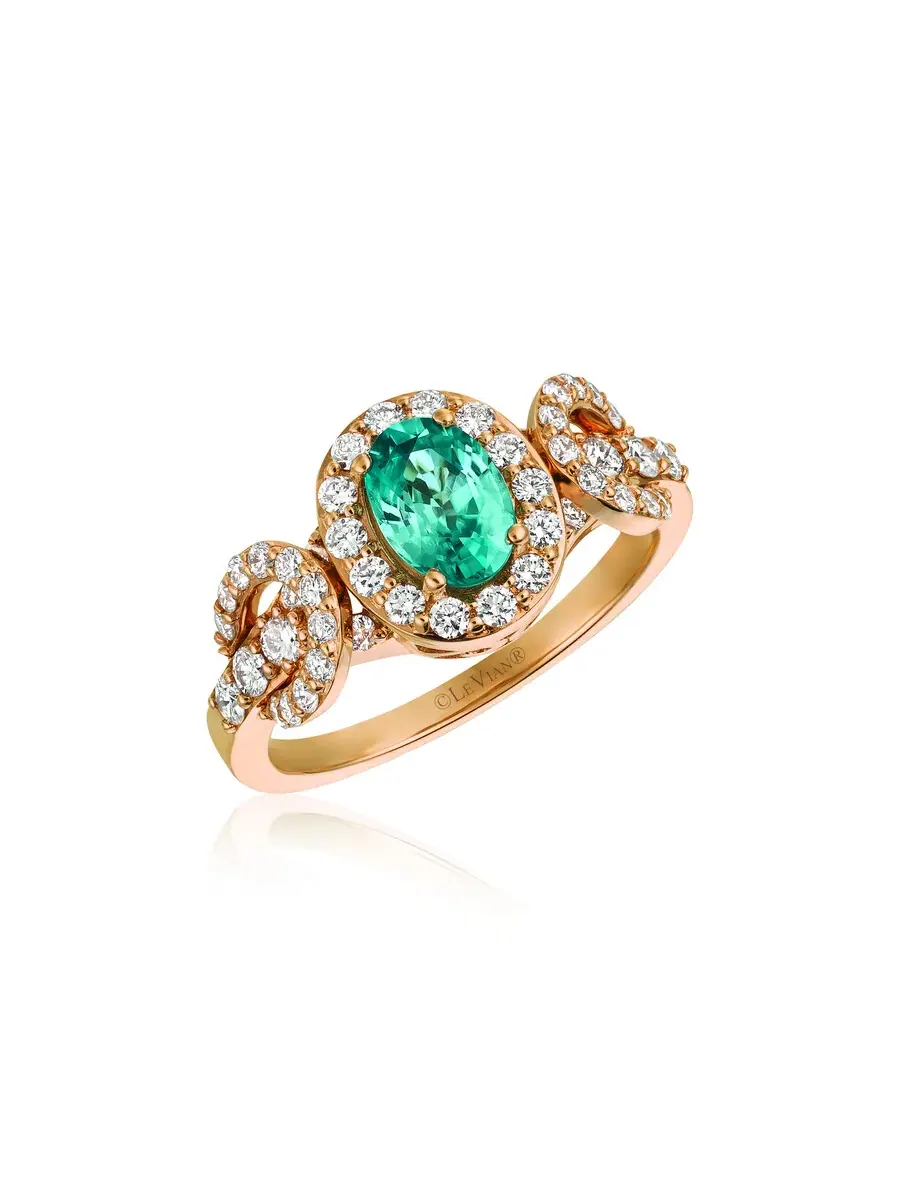 Кольцо Le Vian с голубым цирконом Blueberry, ванильными бриллиантами, выполненное из клубничного