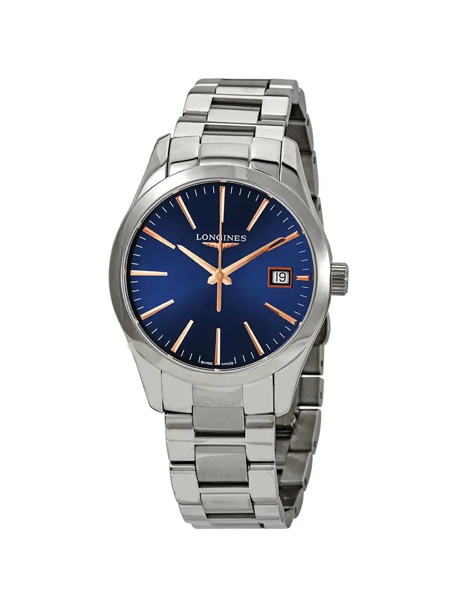 Женские часы Longines Conquest Classic Quartz с синим циферблатом L23864926 — изображение 1 из 3, оттенок серебристый