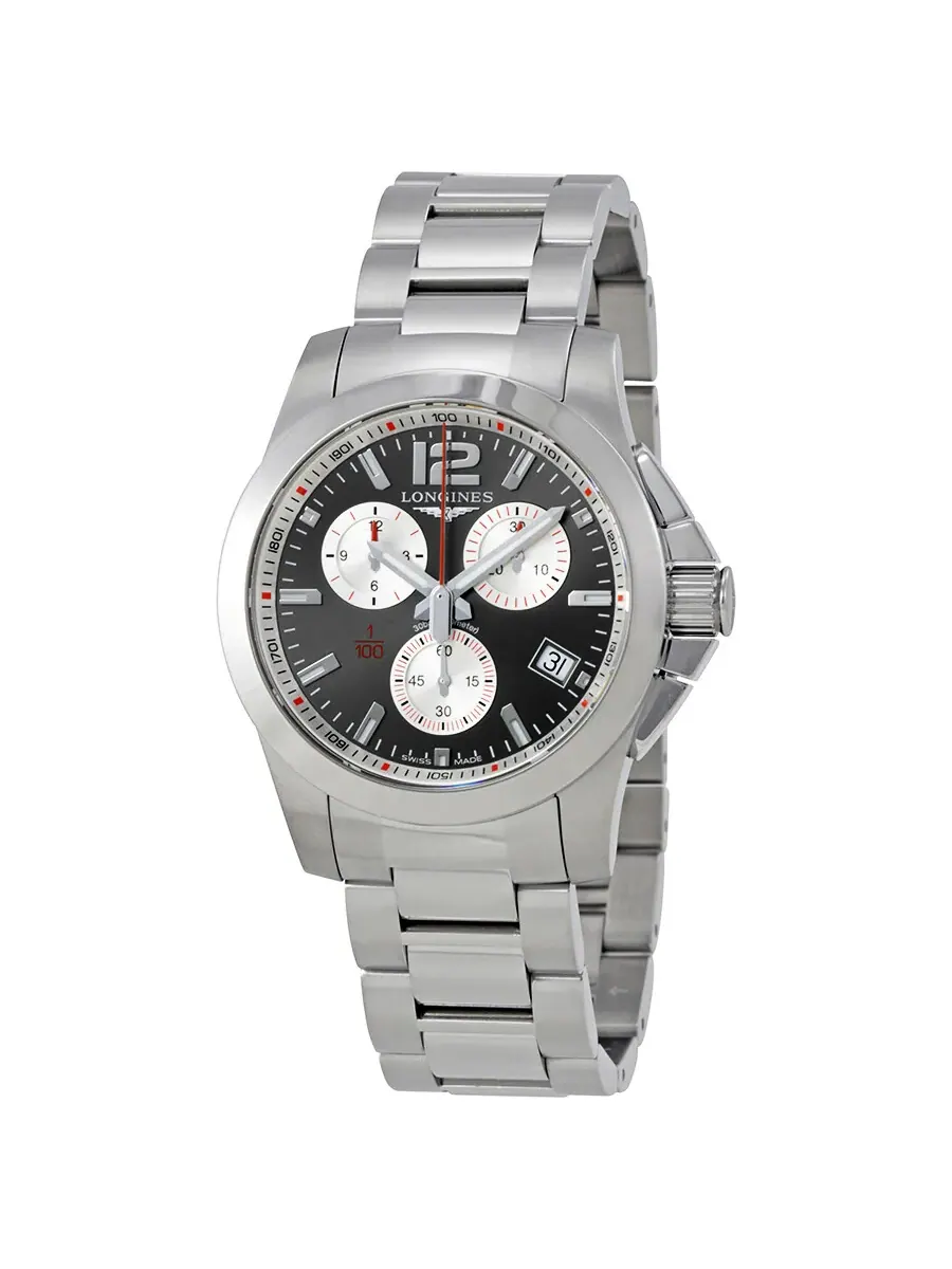 Мужские часы Longines Conquest Chronograph с серым циферблатом L3.700.4.79.6 — изображение 1 из 3, оттенок серебристый