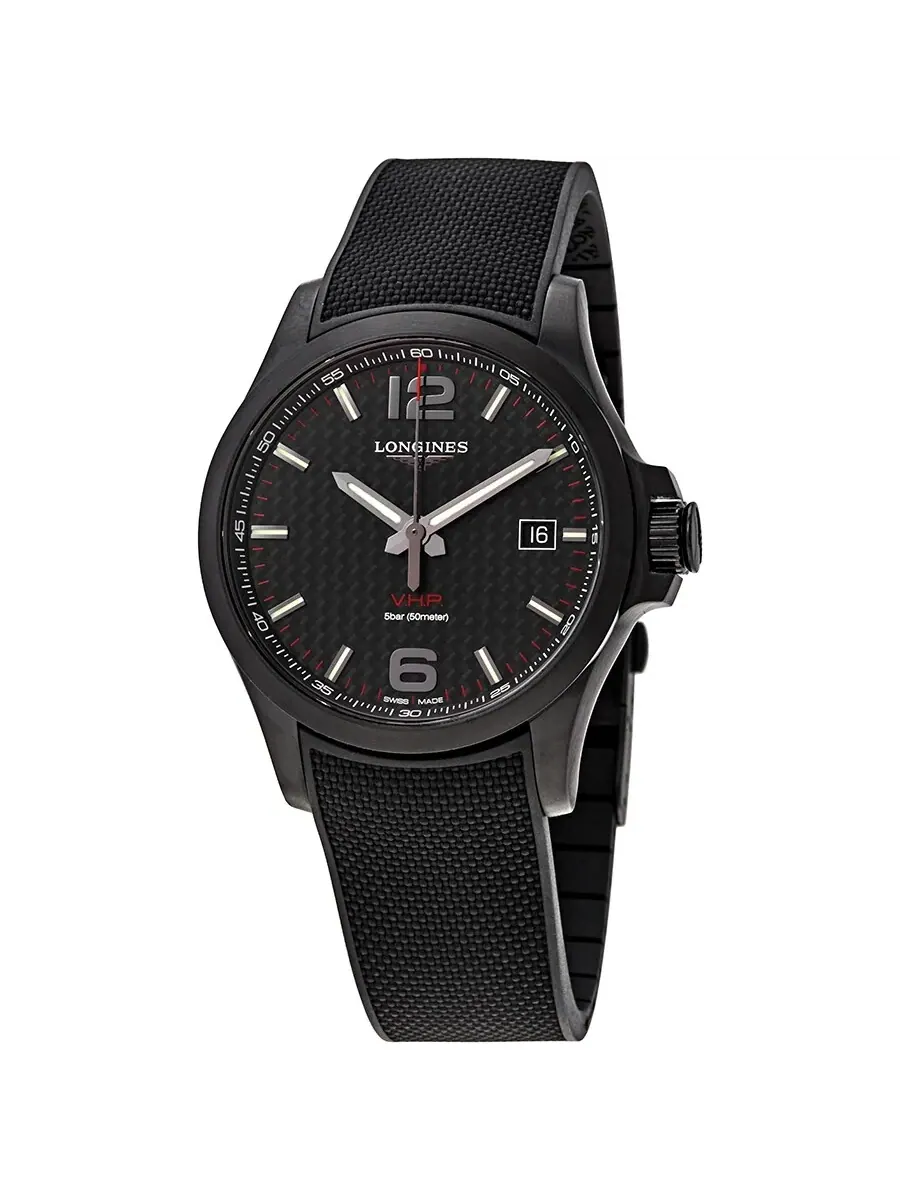 Мужские кварцевые часы Longines Conquest VHP Perpetual с черным карбоновым циферблатом L3.726.2.66.9 — изображение 1 из 3