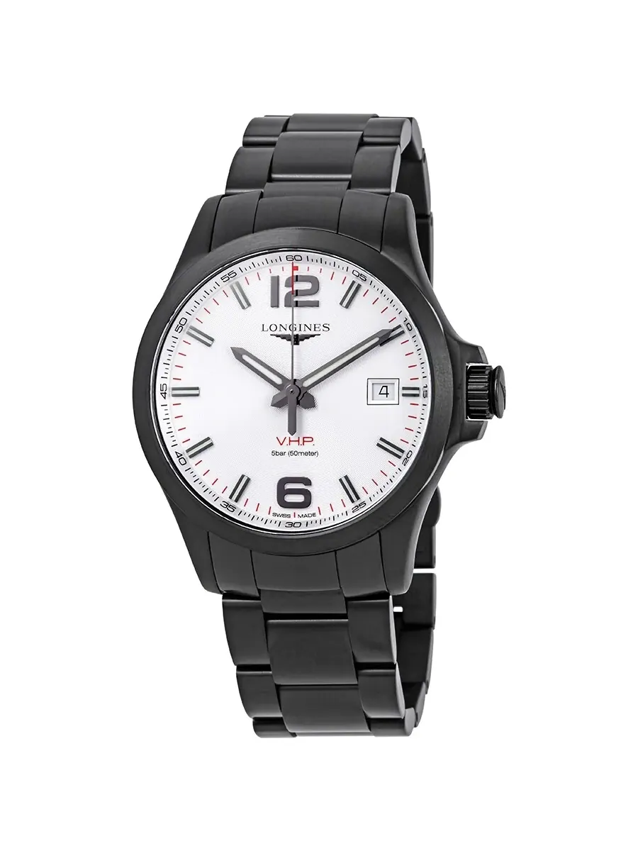 Мужские часы Longines Conquest V.H.P. с серебристым циферблатом L37262766 — изображение 1 из 3, оттенок черный