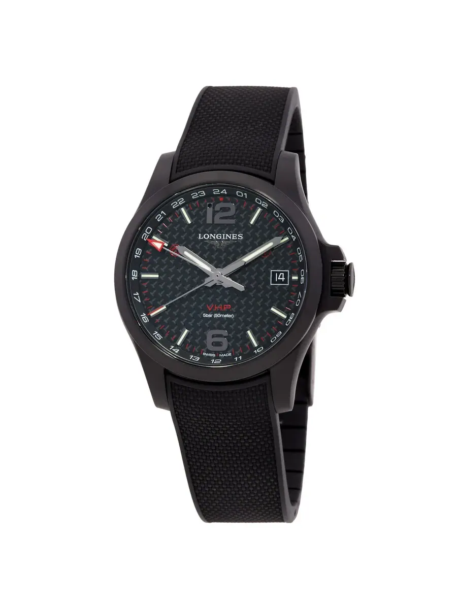 Мужские часы Longines Conquest V.H.P. Quartz с черным циферблатом L37182669 — изображение 1 из 3, оттенок черный