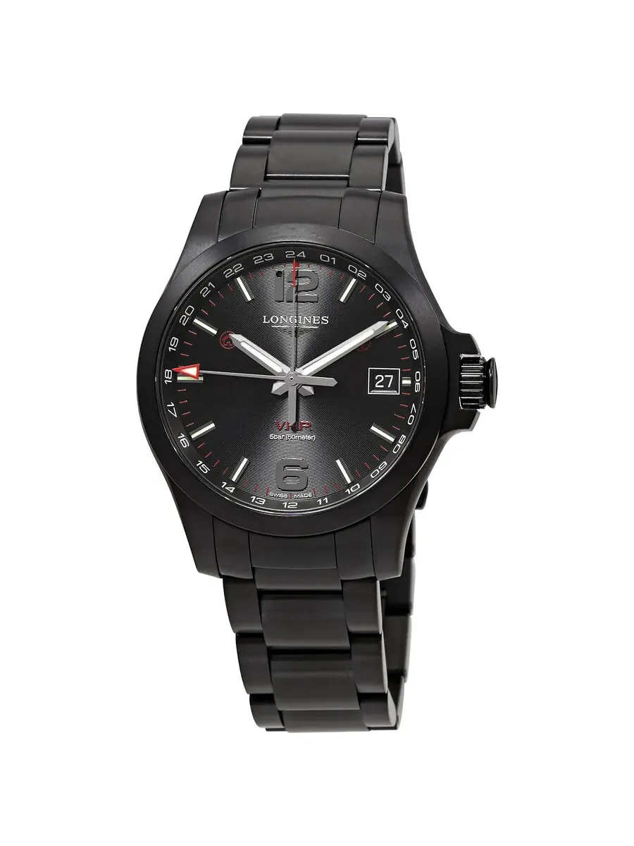 Мужские часы Longines Conquest V.H.P. Quartz с черным циферблатом L37182566 — изображение 1 из 3, оттенок черный