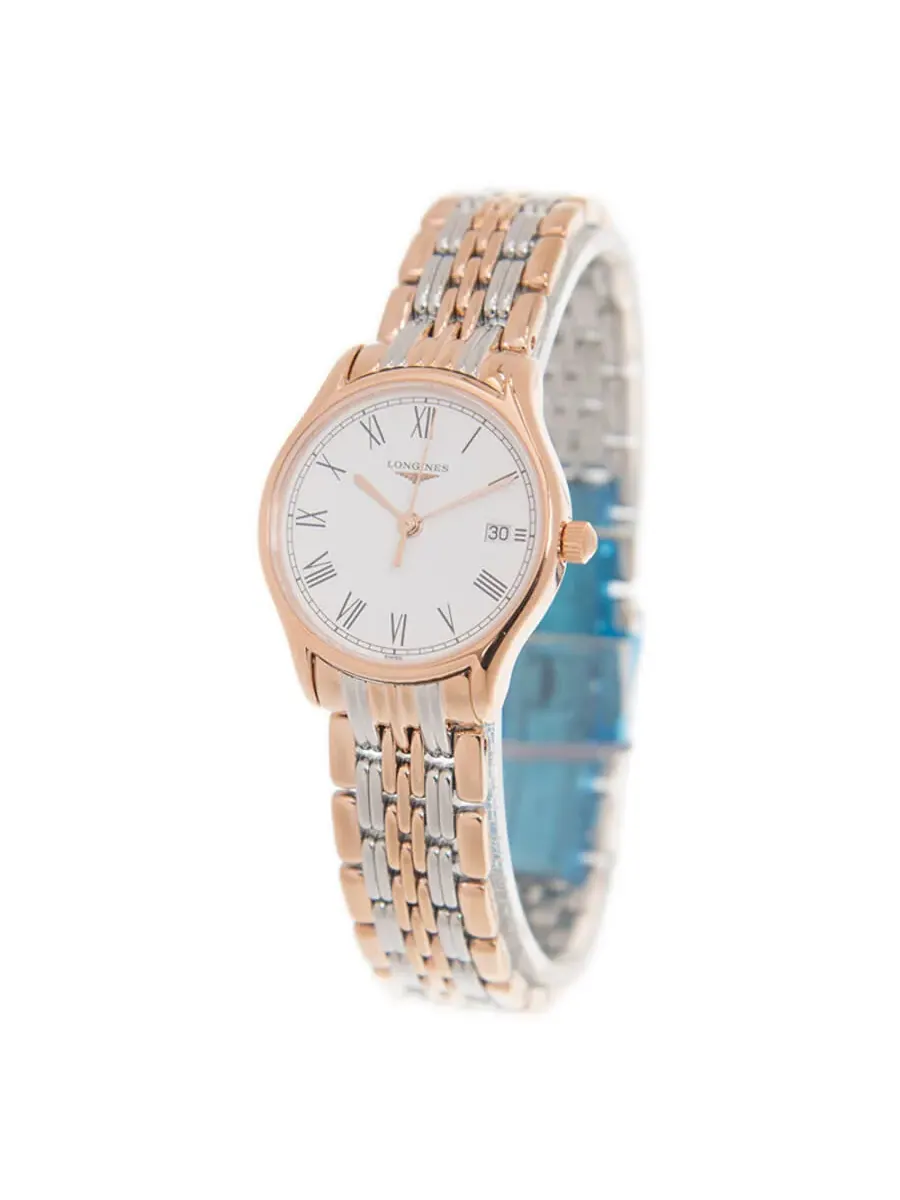 Женские часы Longines Elegant Quartz с белым циферблатом L4.259.1.11.7 — изображение 3 из 5, оттенок розовый золотистый