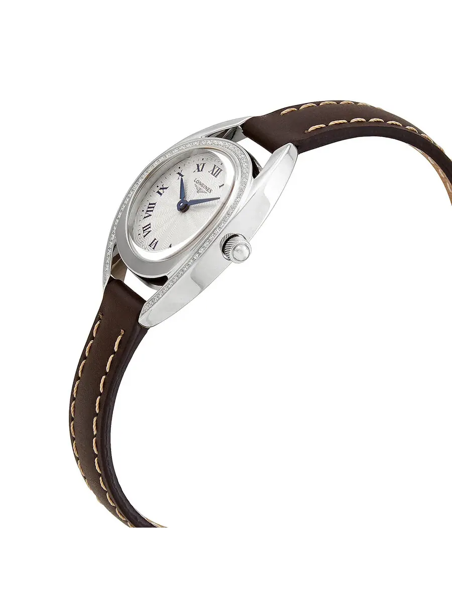 Женские часы Longines Equestrian Quartz с серебристым гильошированным циферблатом, украшенным — изображение 2 из 3