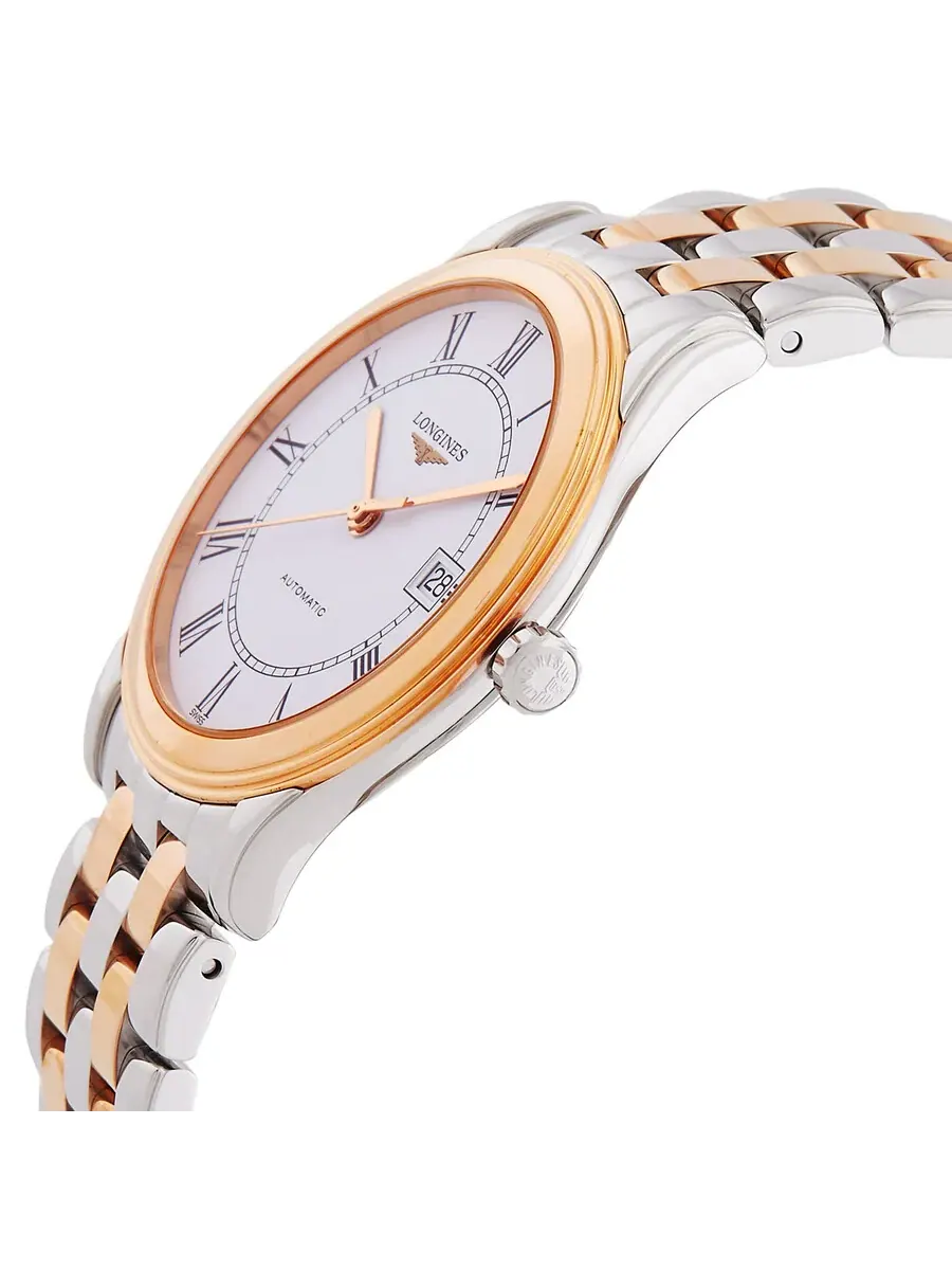 Мужские автоматические часы Longines Flagship с белым циферблатом L48743917 — изображение 2 из 3, оттенок розовый золотистый
