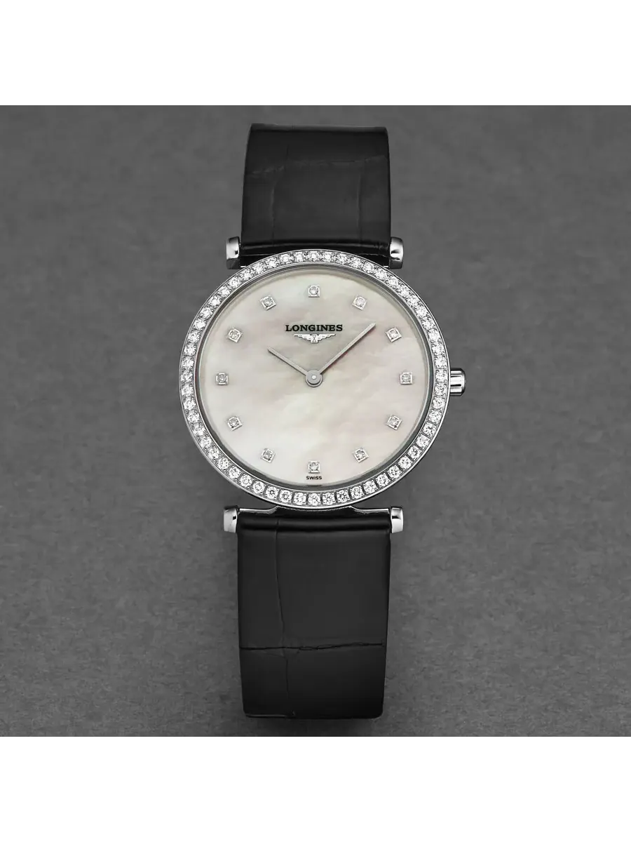 Женские кварцевые часы Longines La Grande Classique с бриллиантами и белым перламутровым — изображение 4 из 4