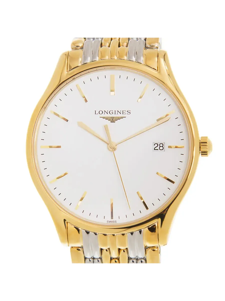 Мужские кварцевые часы Longines Lyre с белым циферблатом L4.859.2.12.7 — изображение 1 из 6, оттенок желтый золотистый