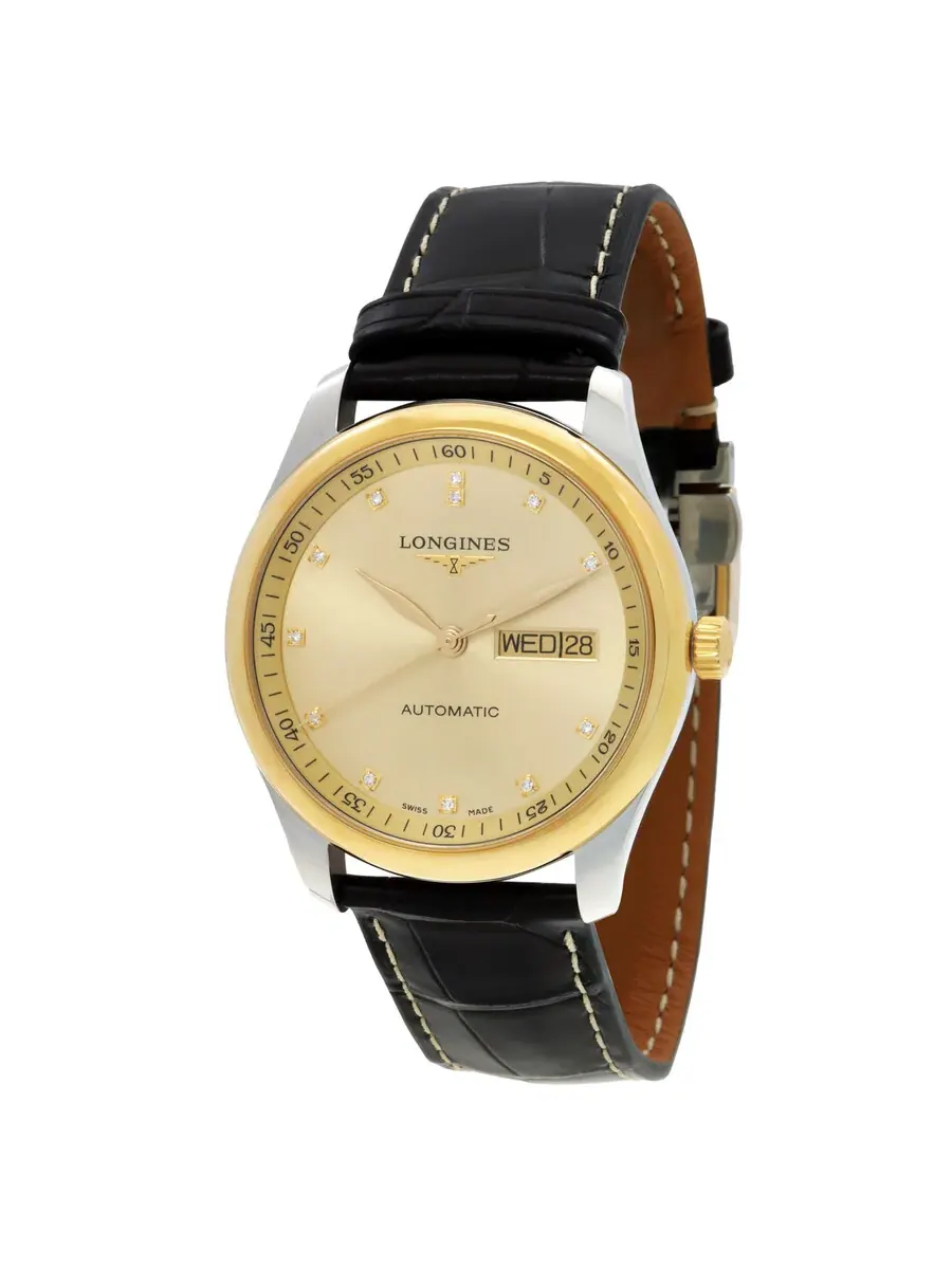 Мужские часы Longines Master Automatic с золотым циферблатом и бриллиантами L2.755.5.37.3 — изображение 1 из 3