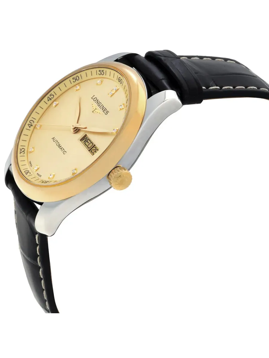 Мужские часы Longines Master Automatic с золотым циферблатом и бриллиантами L2.755.5.37.3 — изображение 2 из 3