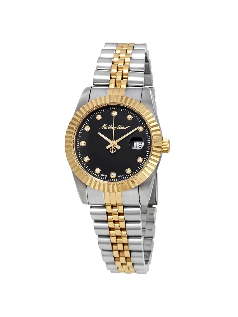 Женские кварцевые часы Mathey-Tissot Mathey III с черным циферблатом, модель D810BN — изображение 1 из 3