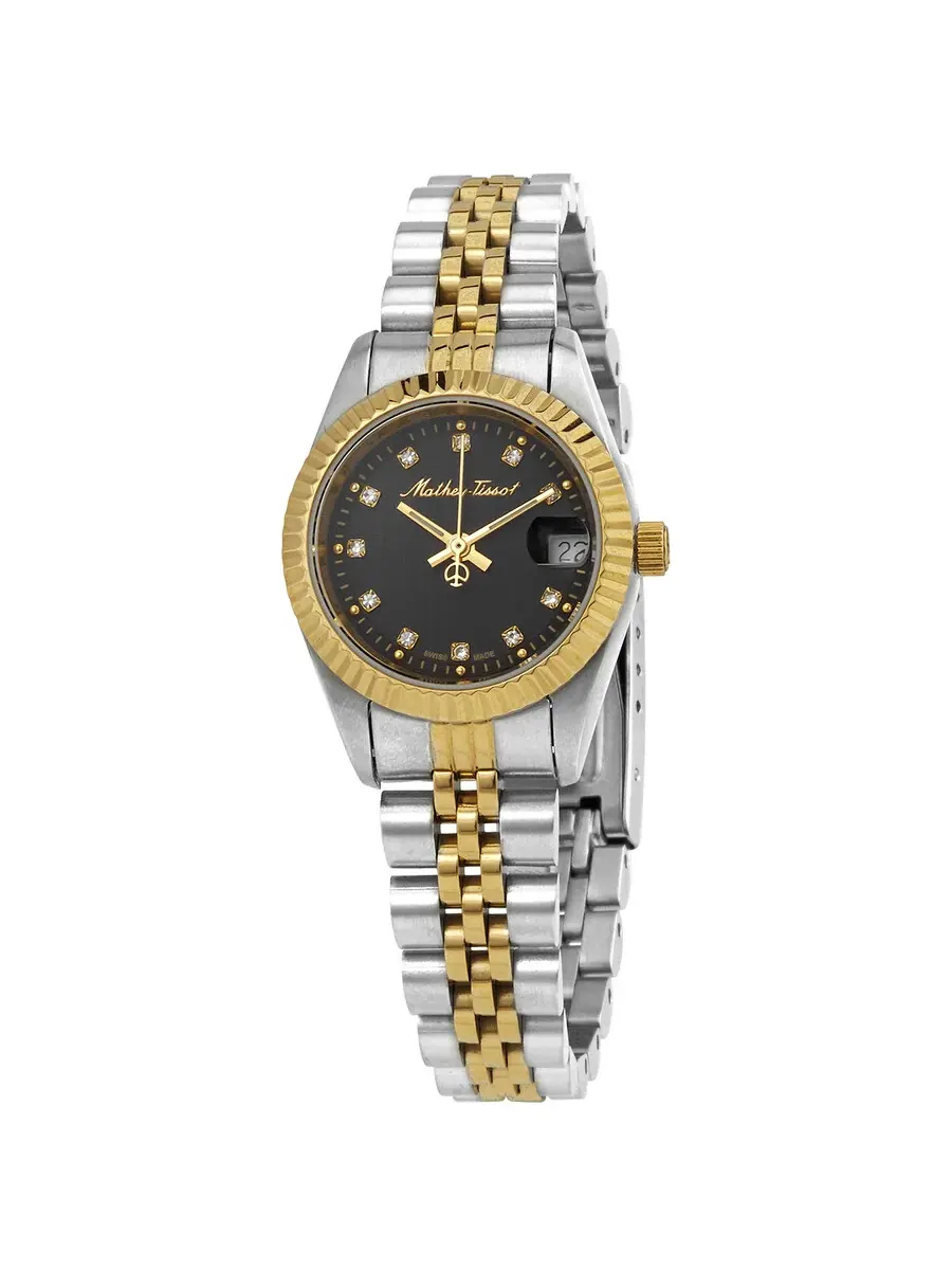 Женские часы Mathey-Tissot Mathey II с кварцевым механизмом, черным циферблатом D710BN — изображение 1 из 3