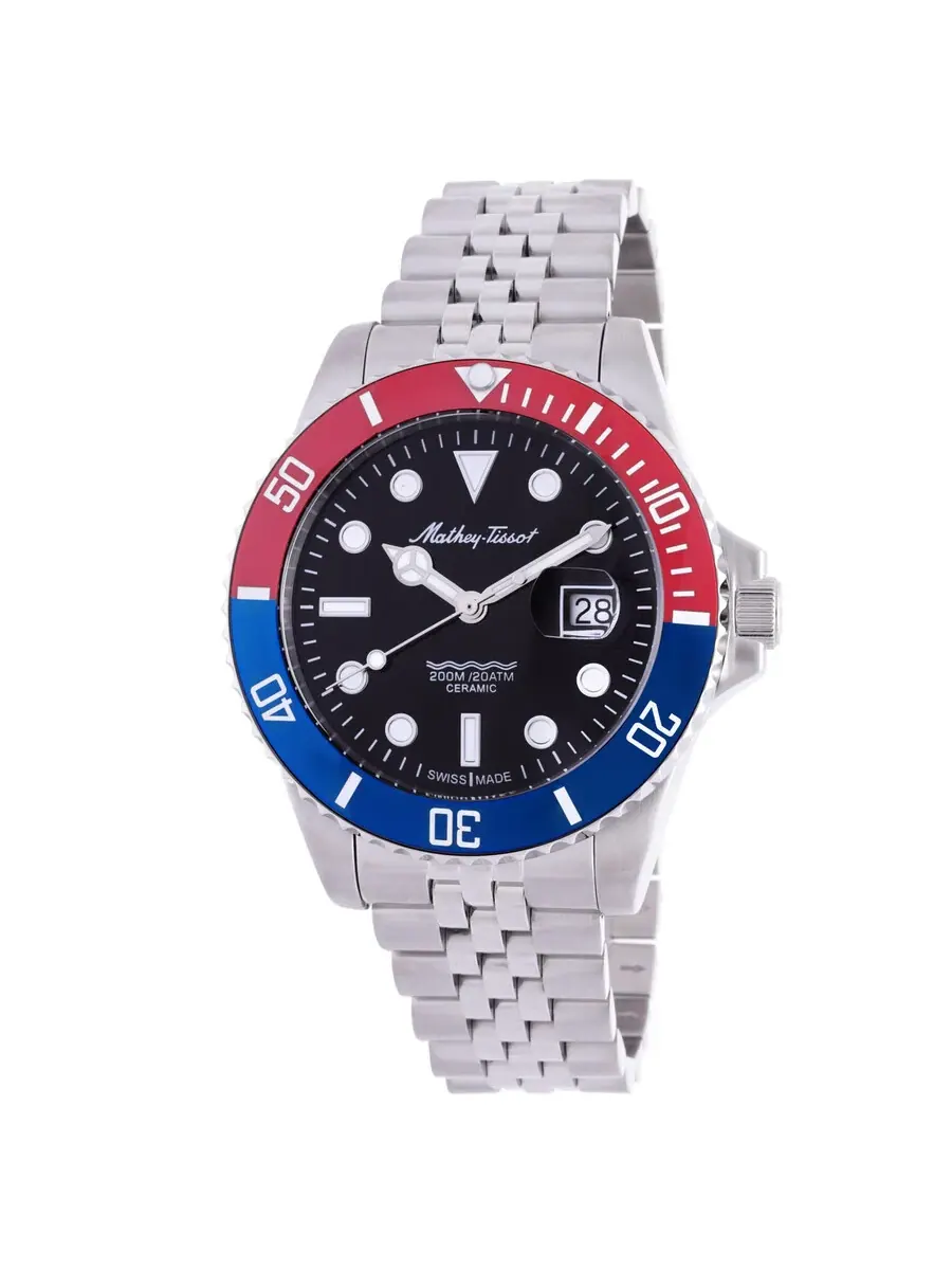 Мужские часы Mathey-Tissot Mathy Ceramic Quartz с черным циферблатом H901CRAR — изображение 1 из 3, оттенок синий красный