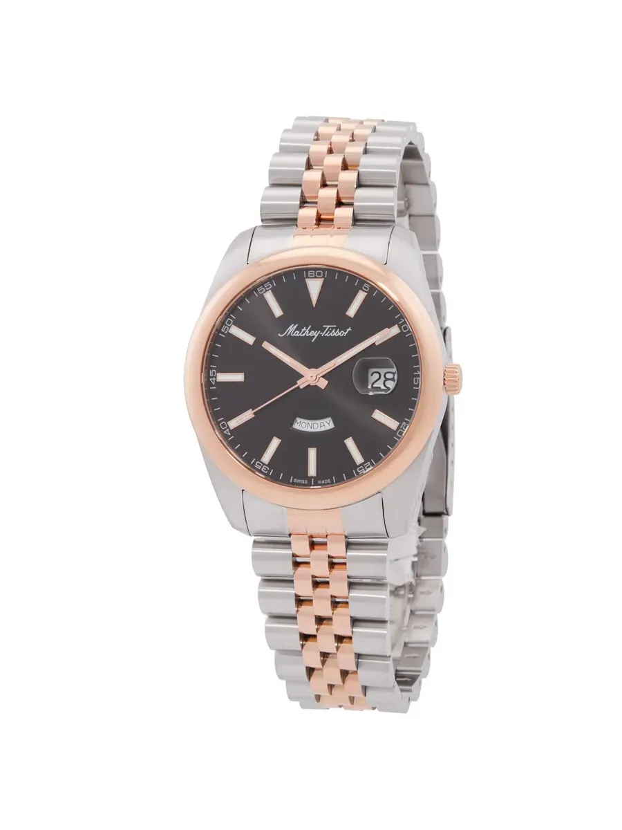 Мужские часы Mathey-Tissot Mathy Day-Date Quartz с черным циферблатом H510RS — изображение 1 из 3, оттенок розовый золотистый