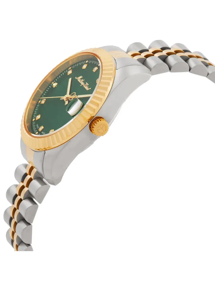 Женские часы Mathey-Tissot Mathy III Quartz с зеленым циферблатом D807BV — изображение 2 из 3, оттенок желтый золотистый