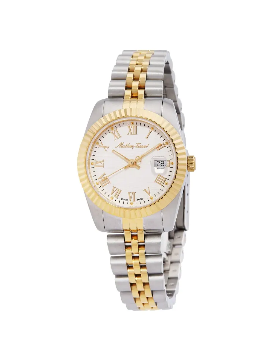 Женские часы Mathey-Tissot Mathy III Roman Quartz с белым циферблатом D810BBR — изображение 1 из 3, оттенок желтый золотистый