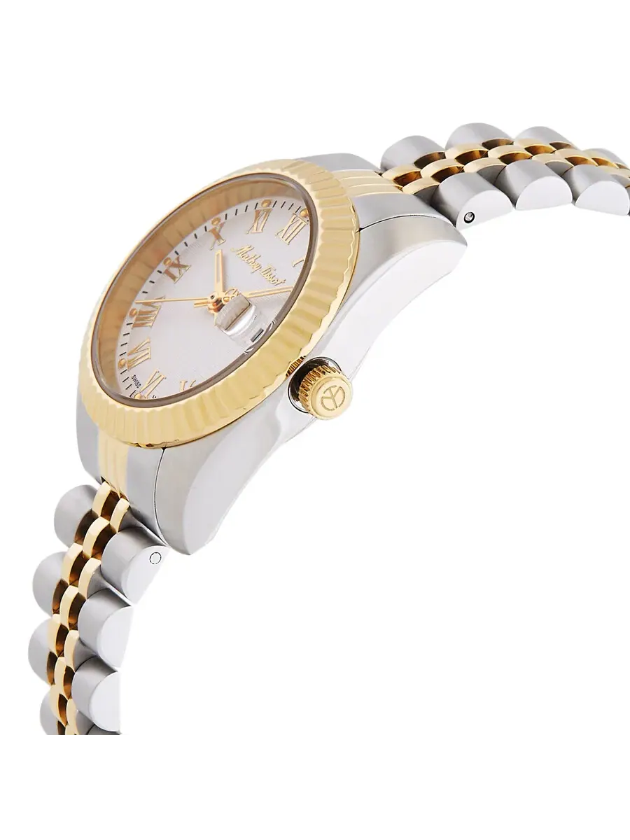 Женские часы Mathey-Tissot Mathy III Roman Quartz с белым циферблатом D810BBR — изображение 2 из 3, оттенок желтый золотистый