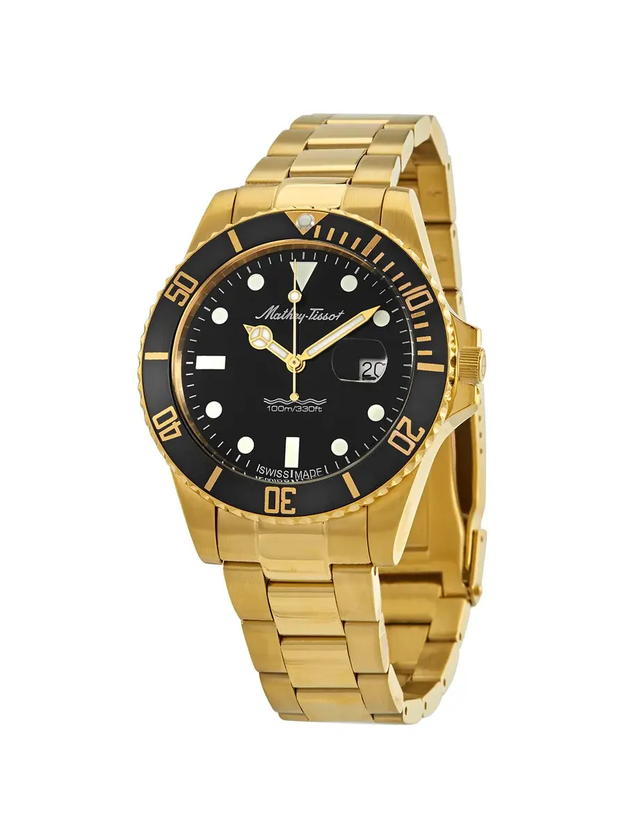 Мужские часы Mathey-Tissot Mathy Vintage Quartz 42 мм с черным циферблатом H9010PN — изображение 1 из 3