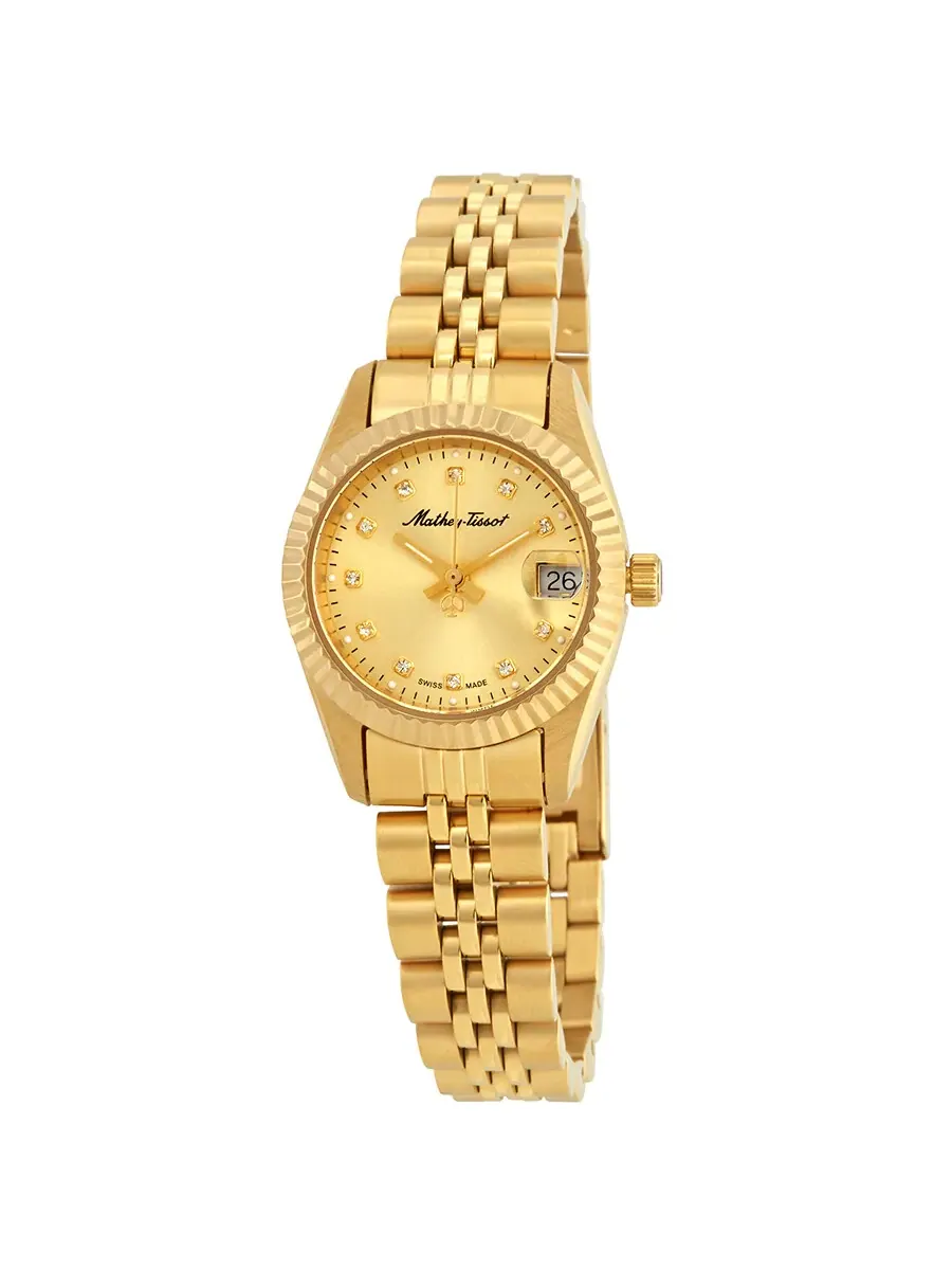 Женские часы Mathey-Tissot Mathey II с кварцевым механизмом, золотым циферблатом D710PDI — изображение 1 из 3