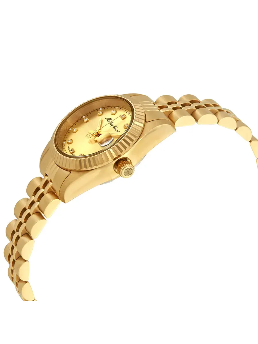 Женские часы Mathey-Tissot Mathey II с кварцевым механизмом, золотым циферблатом D710PDI — изображение 2 из 3