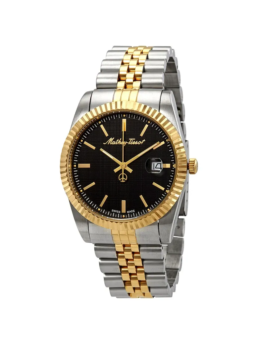 Мужские часы Mathey-Tissot Mathey III Quartz с черным циферблатом H810BN — изображение 1 из 3, оттенок желтый золотистый