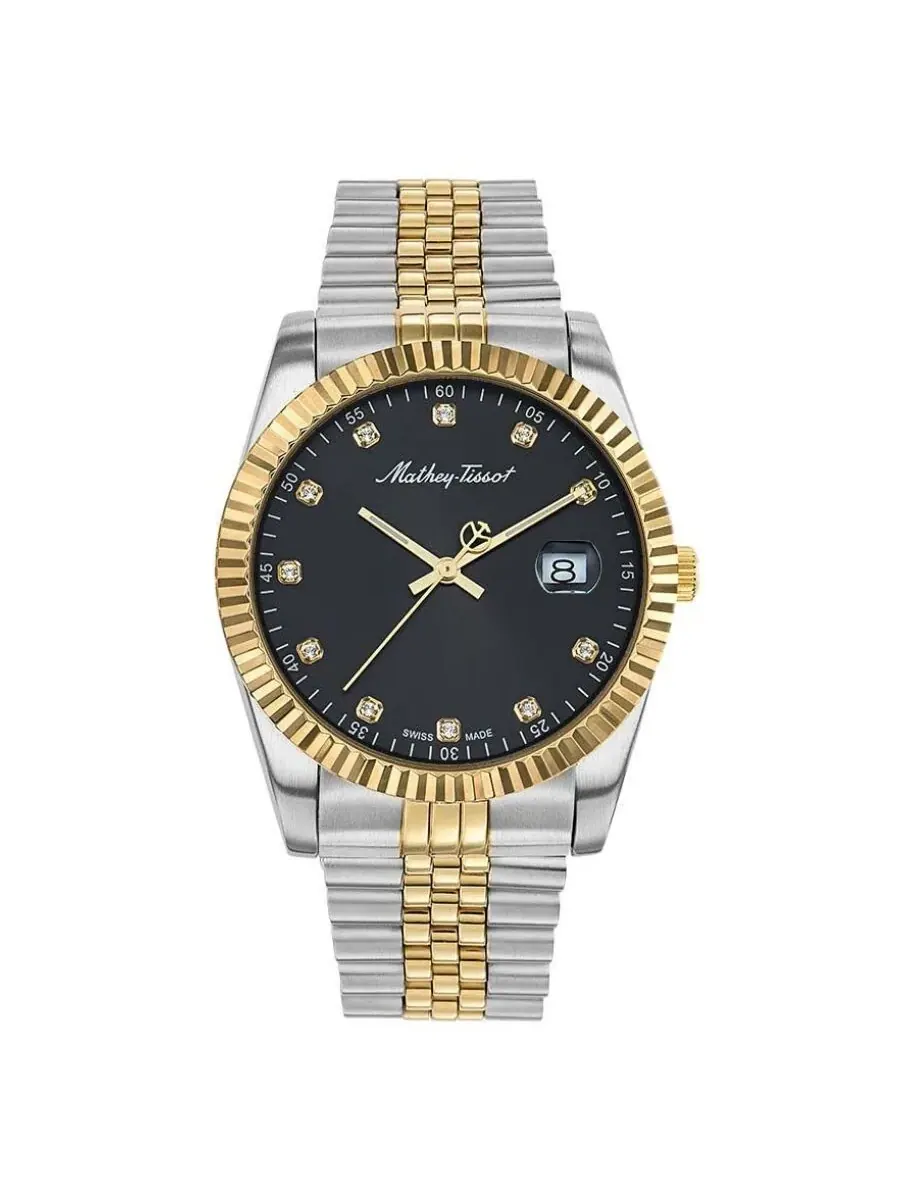 Мужские часы Mathey-Tissot Rolly III с черным кристальным циферблатом H710BN — изображение 1 из 4, оттенок желтый золотистый