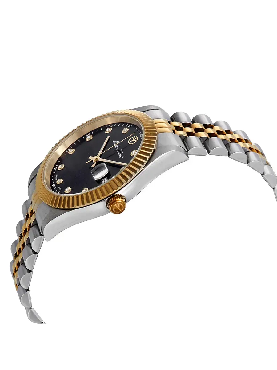 Мужские часы Mathey-Tissot Rolly III с черным кристальным циферблатом H710BN — изображение 3 из 4, оттенок желтый золотистый