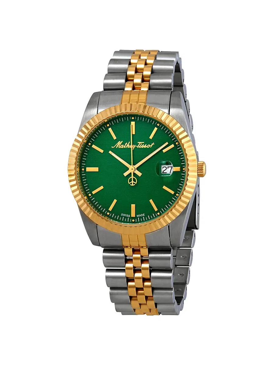 Мужские часы Mathey-Tissot Mathey III Quartz с зеленым циферблатом H810BV — изображение 1 из 3, оттенок желтый золотистый