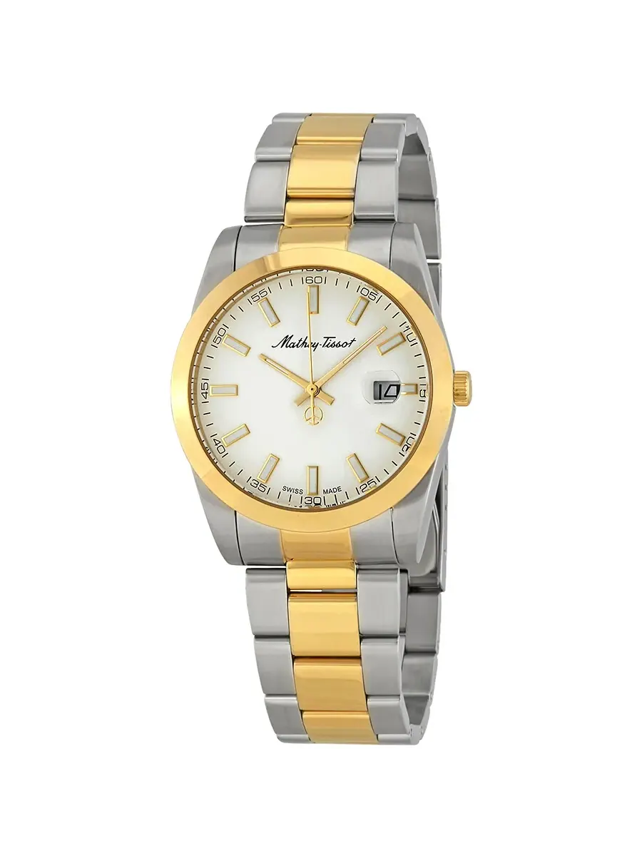 Часы для мужчин Mathey-Tissot Mathey I Quartz с белым циферблатом H450BI — изображение 1 из 3, оттенок желтый золотистый