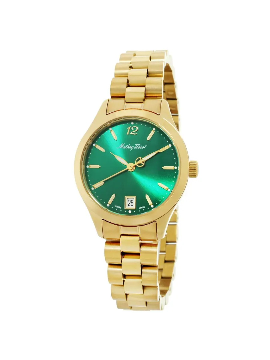 Женские часы Mathey-Tissot Urban Metal Quartz с зеленым циферблатом D411MPV — изображение 1 из 3, оттенок желтый золотистый