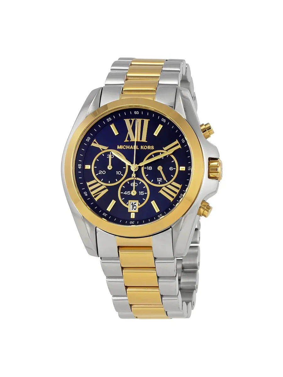 Женские часы Michael Kors Bradshaw с хронографом и синим циферблатом MK5976 — изображение 1 из 4, оттенок золотистый