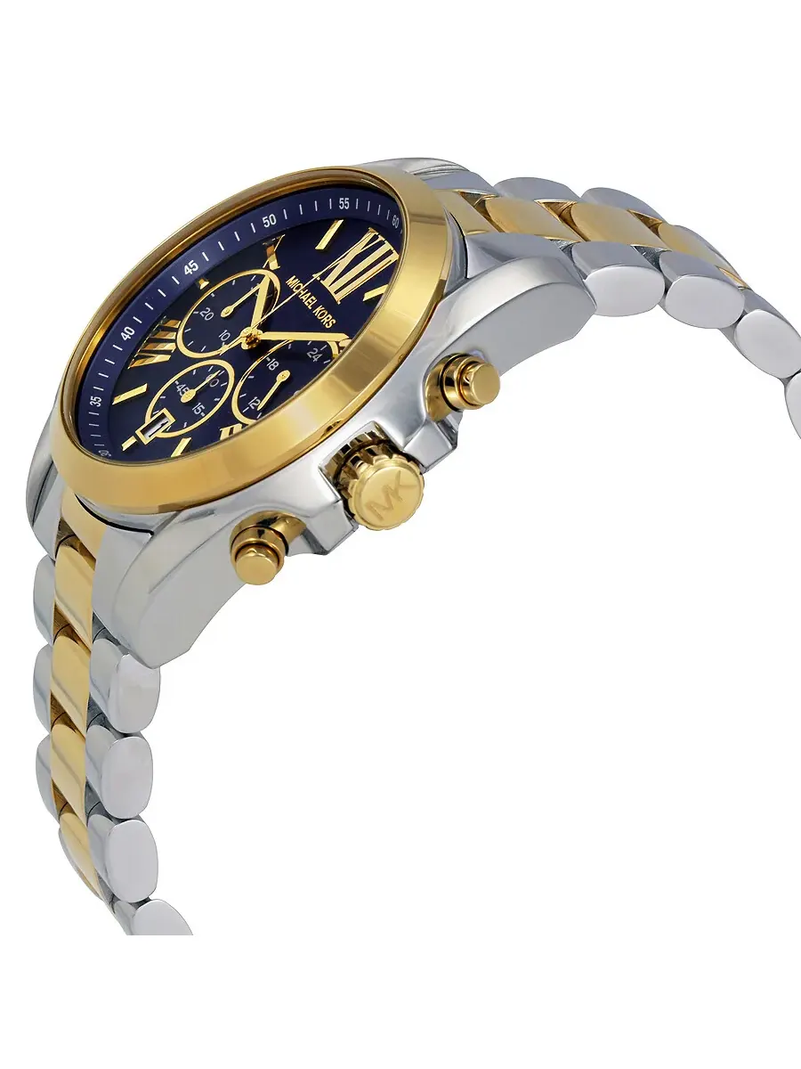 Женские часы Michael Kors Bradshaw с хронографом и синим циферблатом MK5976 — изображение 2 из 4, оттенок золотистый