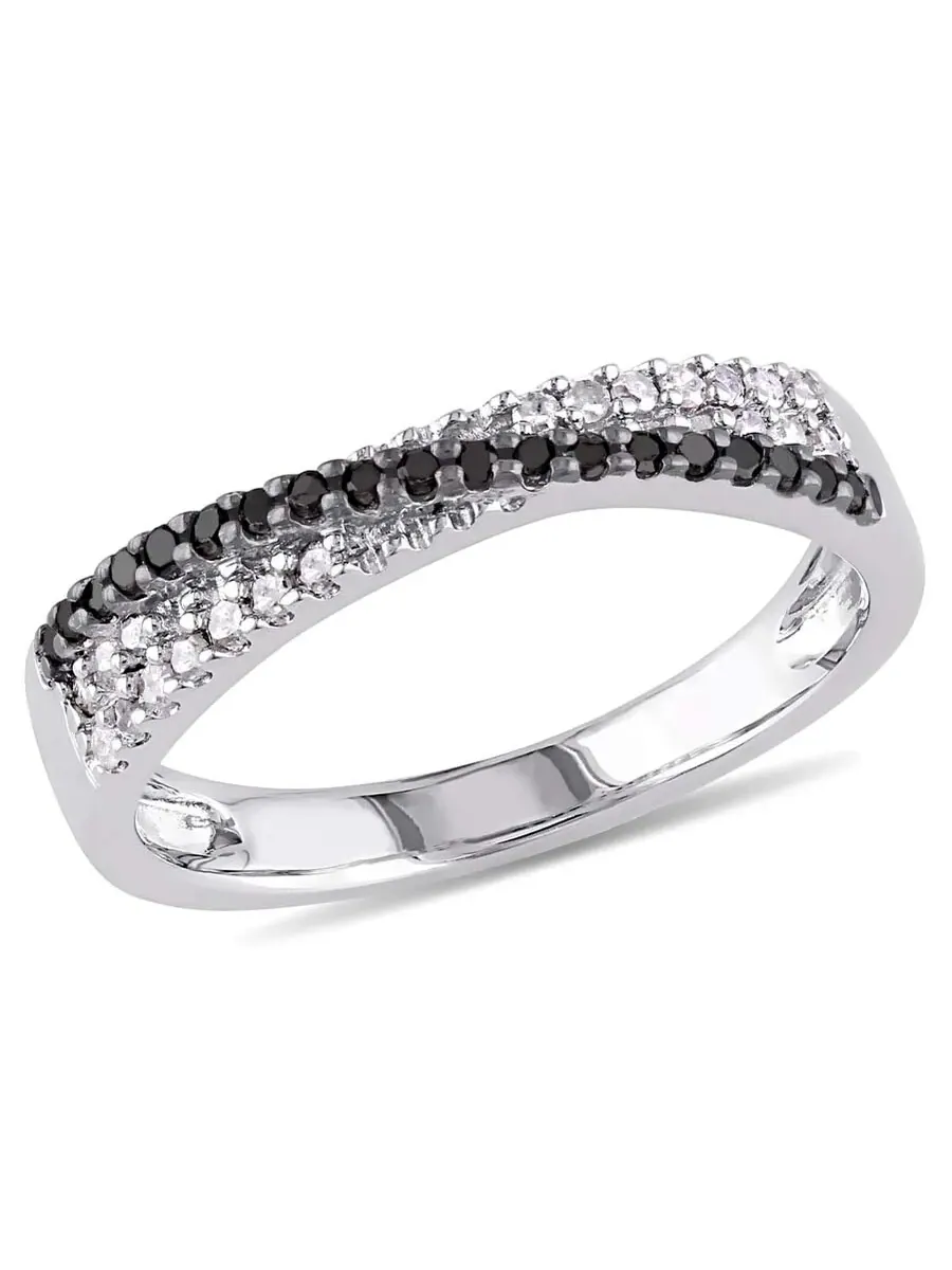 Кольцо Delmar 1/4 CT TW с черно-белыми бриллиантами в виде перекрещивающейся ленты из стерлингового