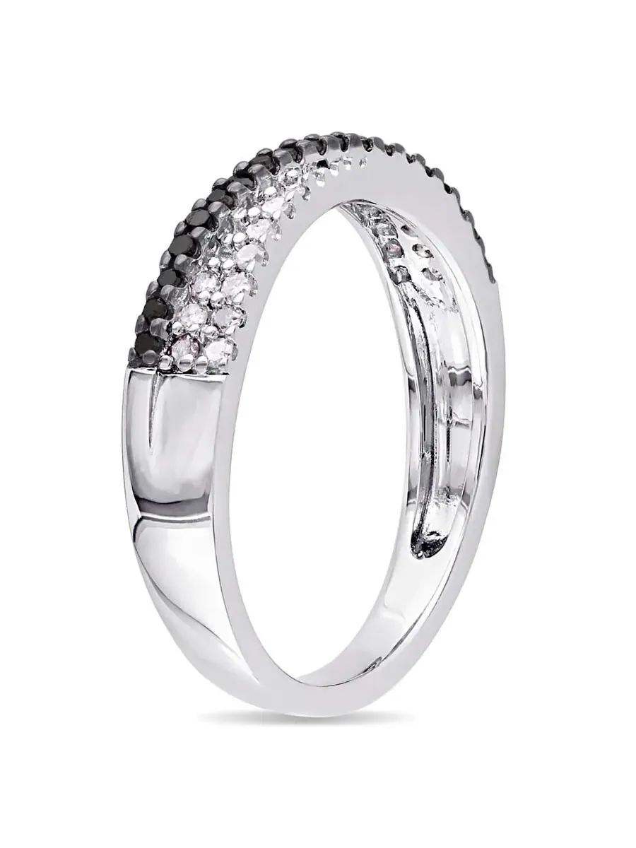 Кольцо Delmar 1/4 CT TW с черно-белыми бриллиантами в виде перекрещивающейся ленты из стерлингового — изображение 2 из 3