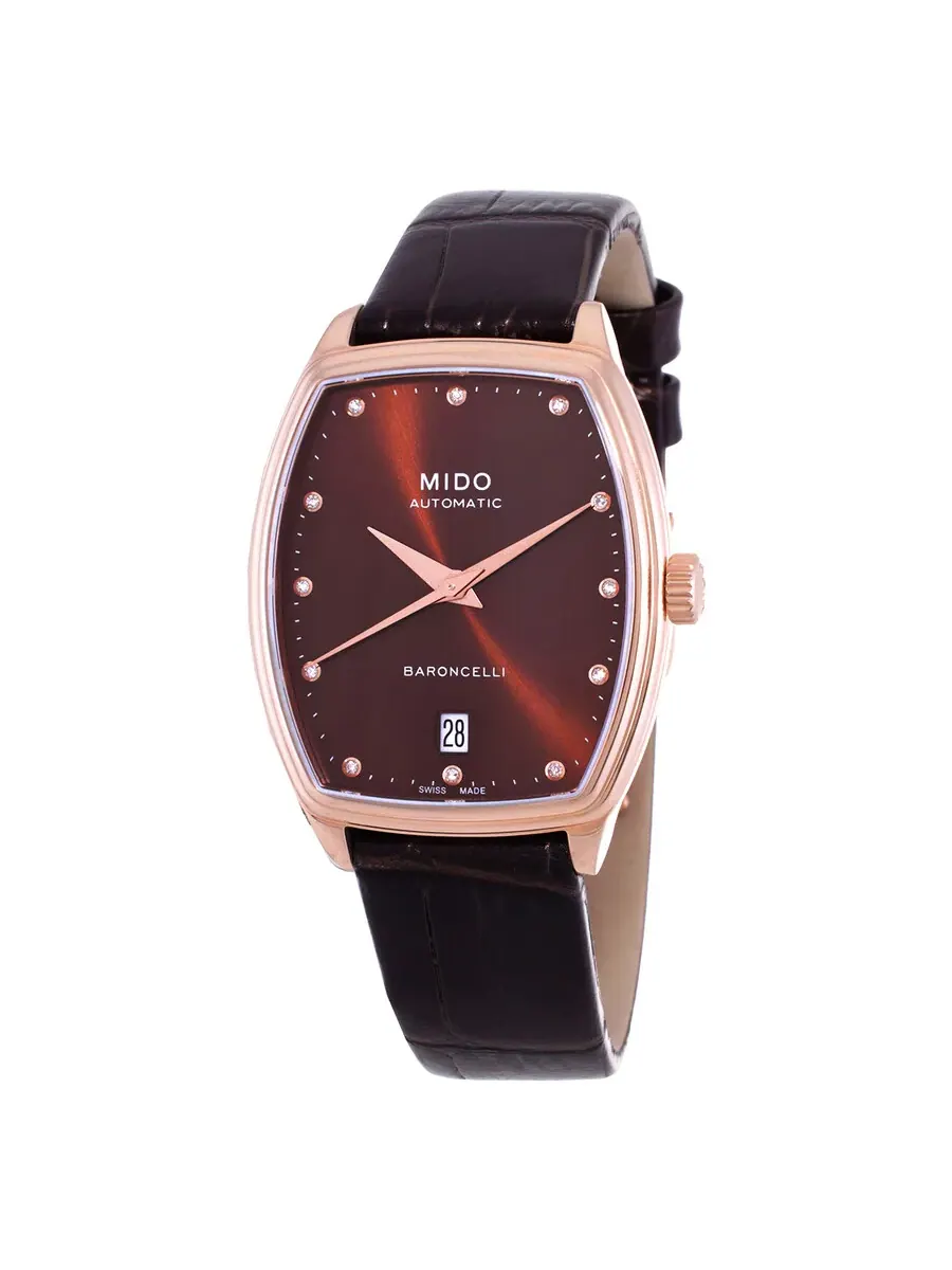 Женские часы Mido Baroncelli Automatic с бриллиантами и коричневым циферблатом M0413073629600 — изображение 1 из 3