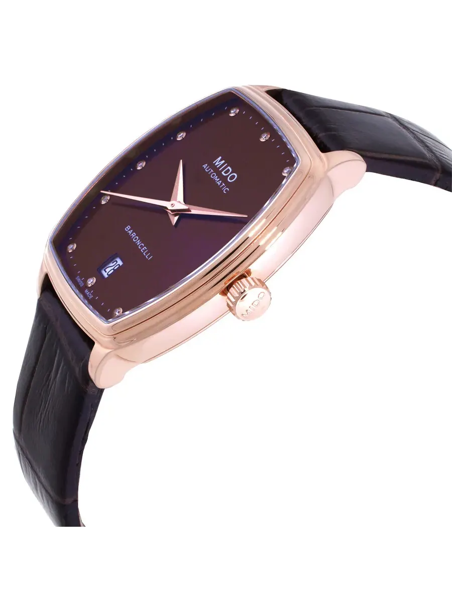 Женские часы Mido Baroncelli Automatic с бриллиантами и коричневым циферблатом M0413073629600 — изображение 2 из 3