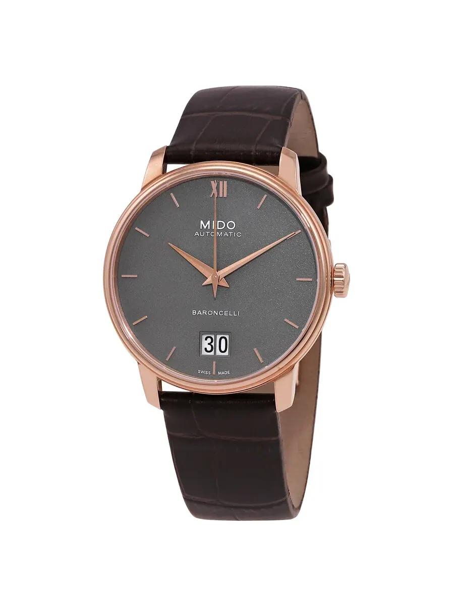 Автоматические часы Mido Baroncelli с серым циферблатом M0274263608800 — изображение 1 из 3, оттенок розовый золотистый