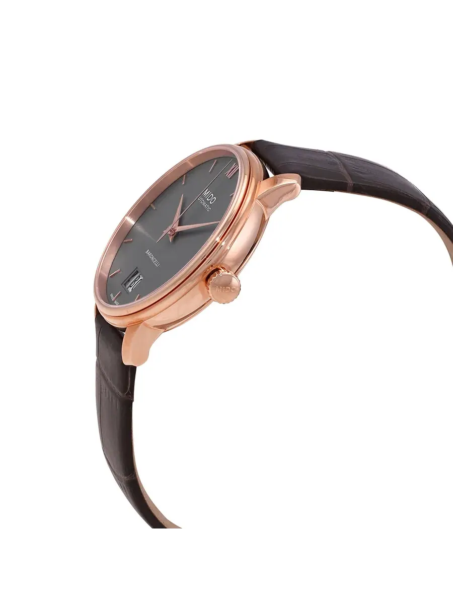 Автоматические часы Mido Baroncelli с серым циферблатом M0274263608800 — изображение 2 из 3, оттенок розовый золотистый