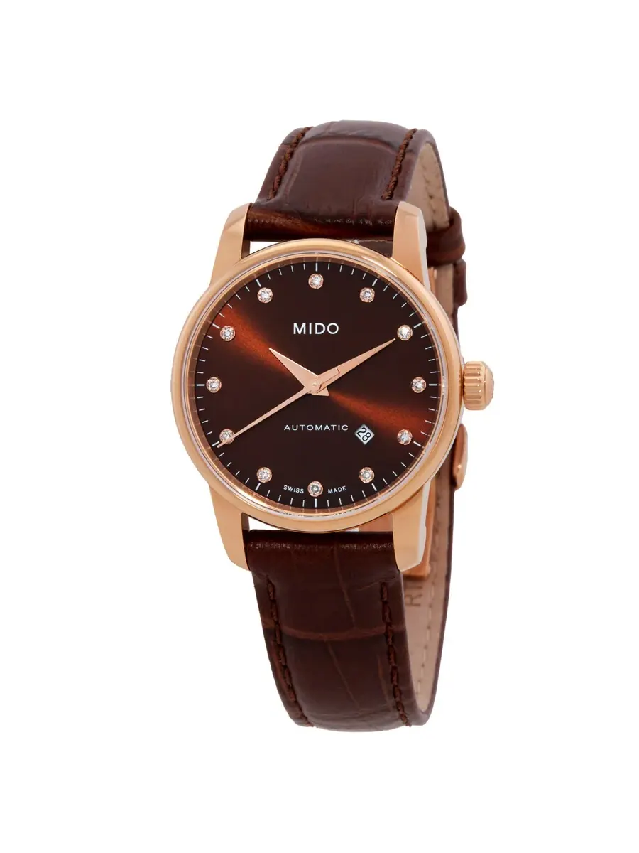 Женские часы Mido Baroncelli Automatic с коричневым циферблатом и бриллиантами M76003648 — изображение 1 из 3