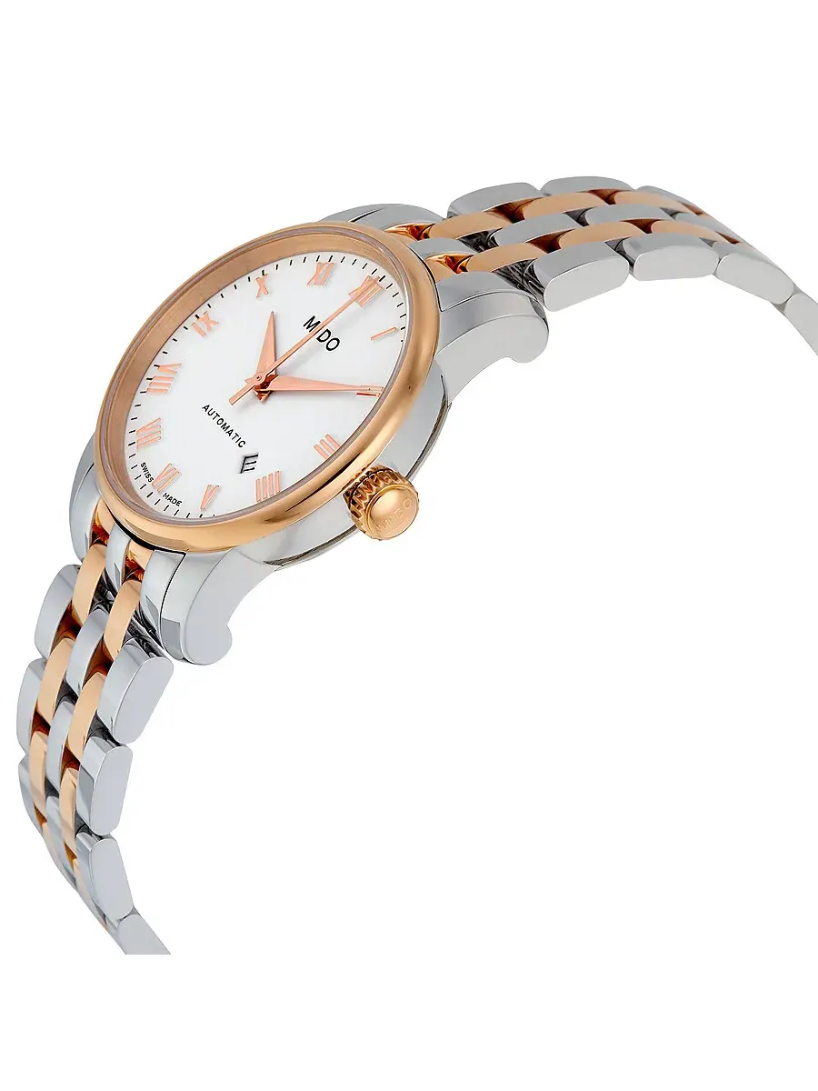 Женские автоматические часы Mido Baroncelli с белым циферблатом и двухцветной окантовкой, модель — изображение 2 из 3