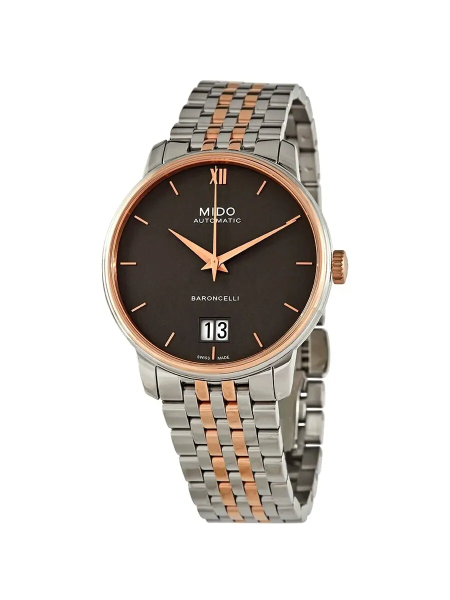 Мужские часы Mido Baroncelli Big Date Automatic M027.426.22.088.00 — изображение 1 из 3, оттенок розовый золотистый