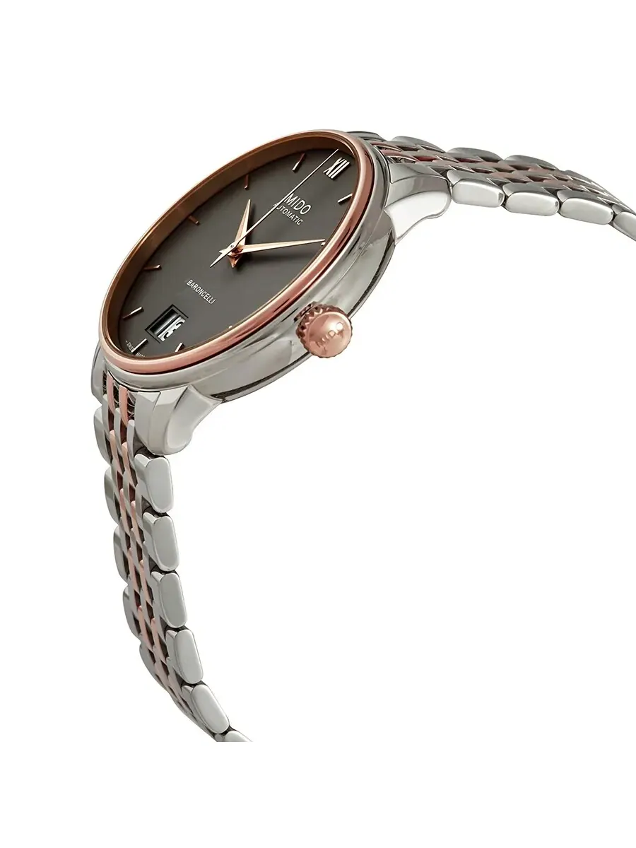 Мужские часы Mido Baroncelli Big Date Automatic M027.426.22.088.00 — изображение 2 из 3, оттенок розовый золотистый