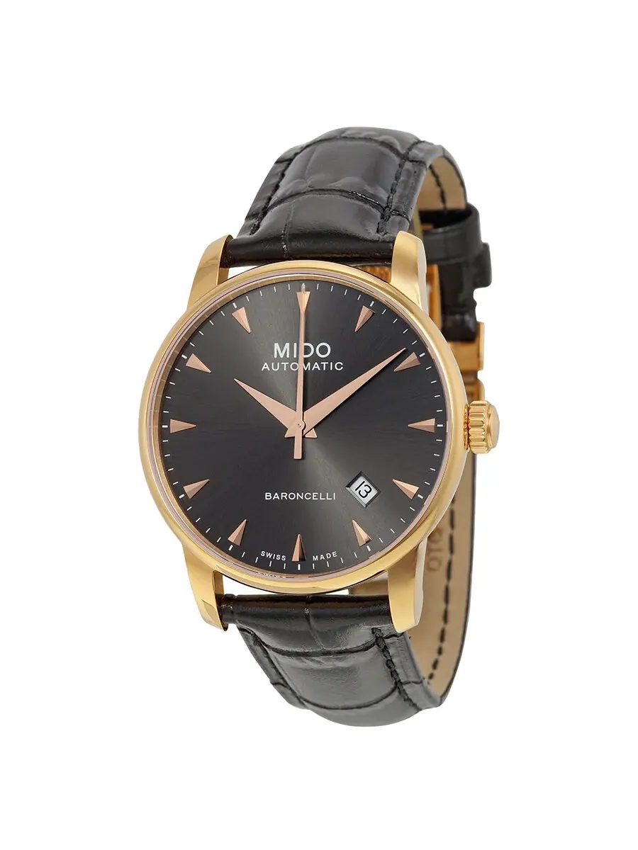 Мужские часы Mido Baroncelli II с автоматическим механизмом и черным циферблатом M86003134 — золотистый