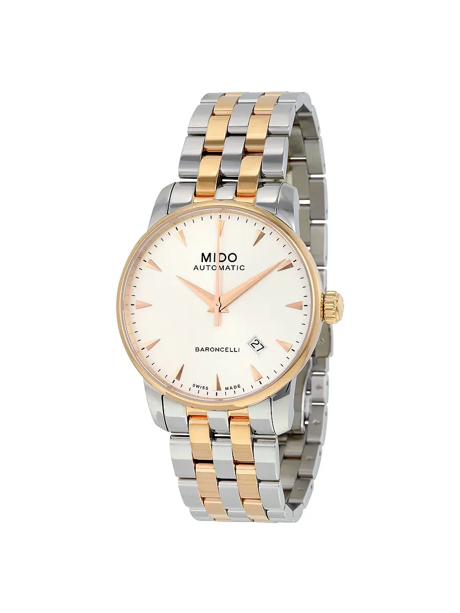 Мужские часы Mido Baroncelli II Automatic с серебристым циферблатом и двухцветным корпусом M86009111 — изображение 1 из 3
