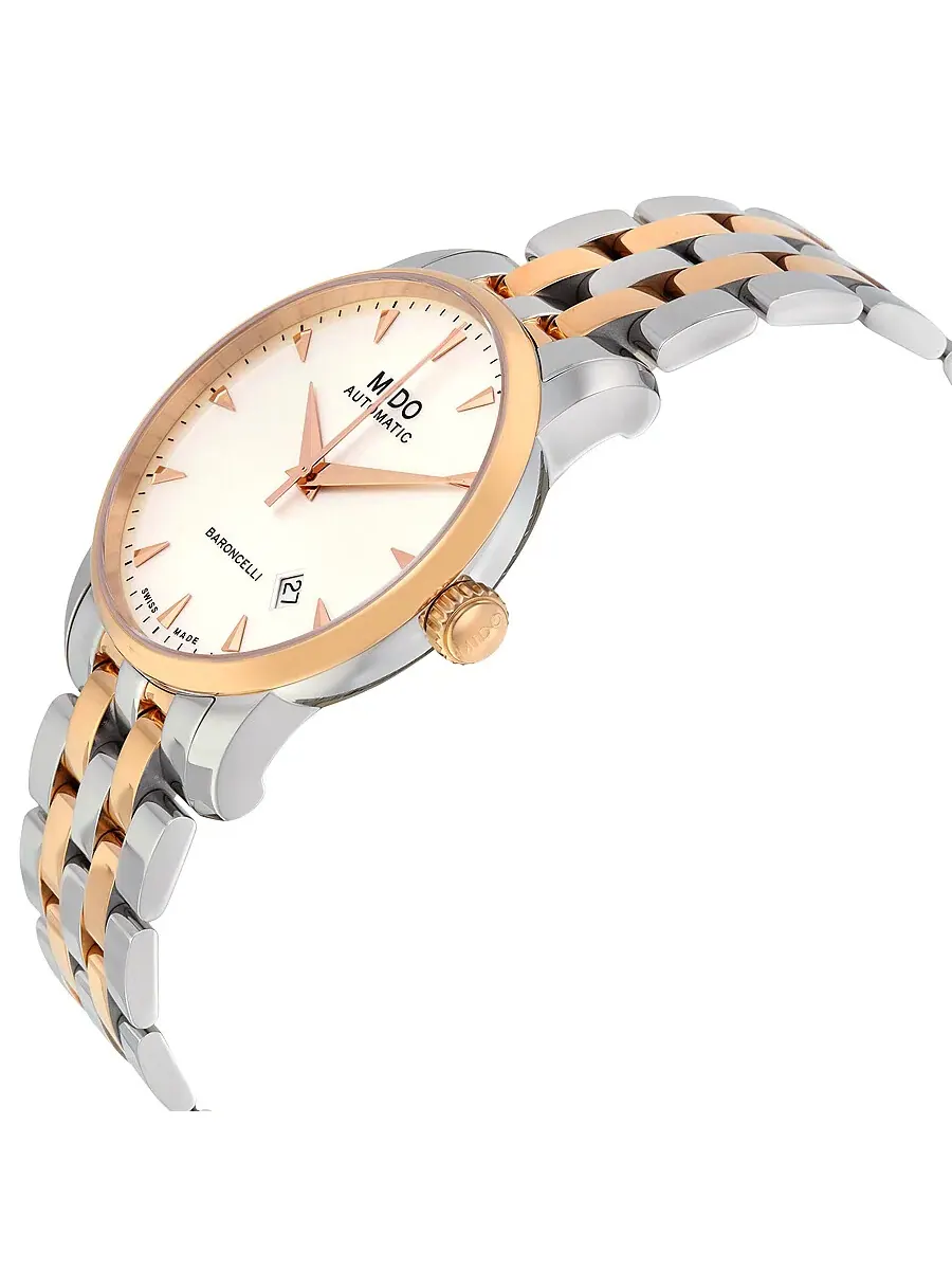 Мужские часы Mido Baroncelli II Automatic с серебристым циферблатом и двухцветным корпусом M86009111 — изображение 2 из 3