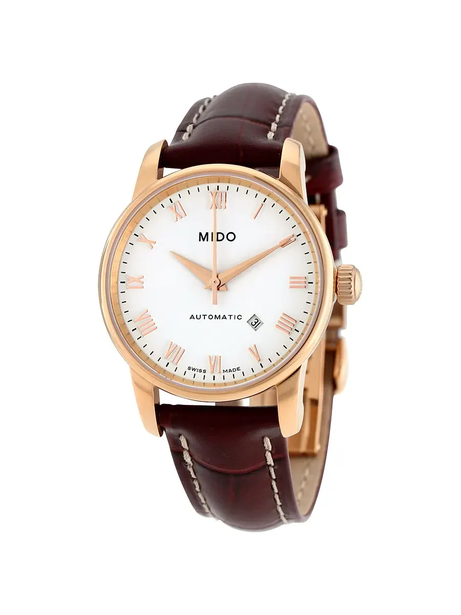 Женские часы Mido Baroncelli II Automatic с белым циферблатом M7600.3.26.8 — изображение 1 из 3, оттенок розовый золотистый