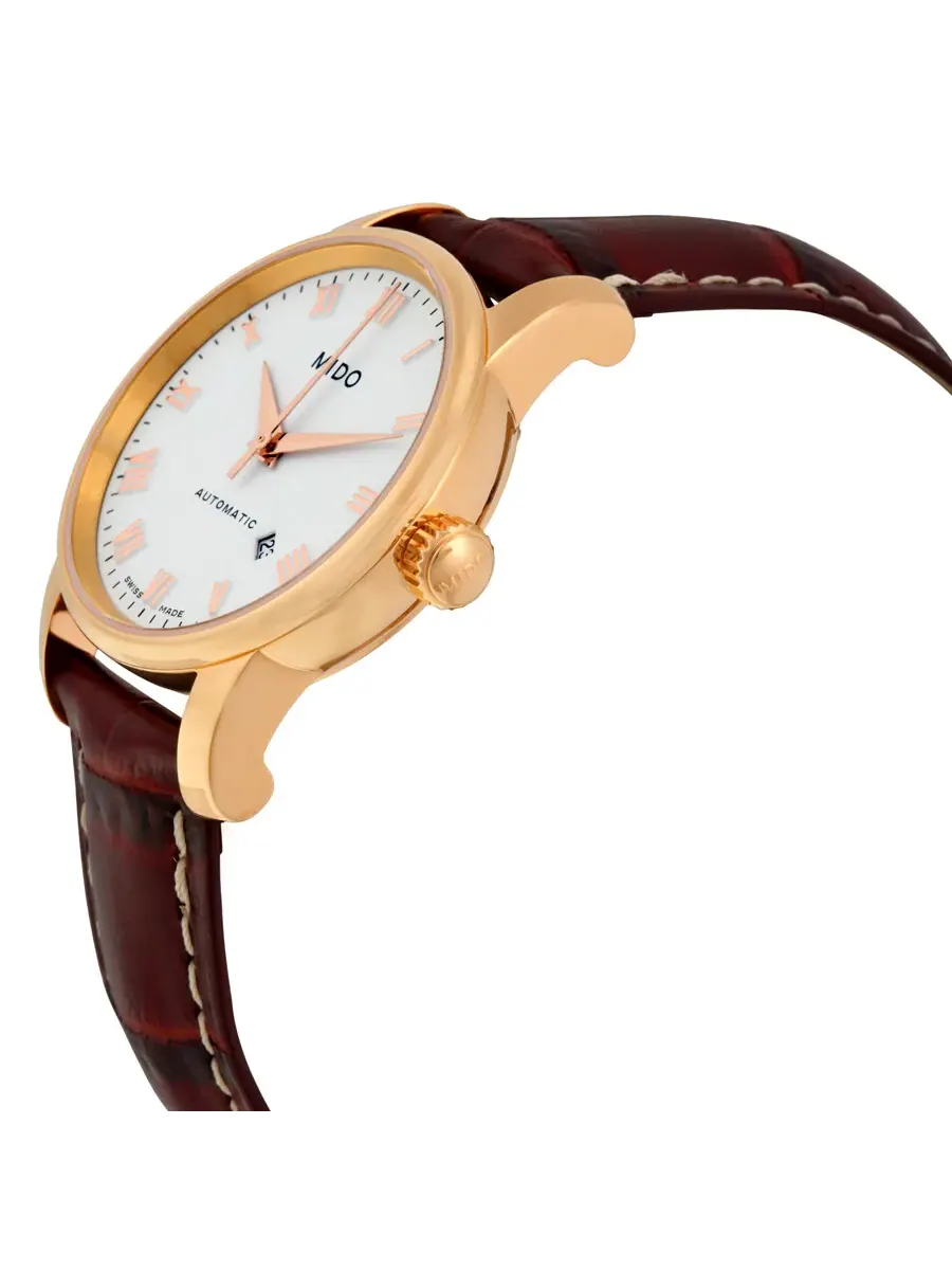 Женские часы Mido Baroncelli II Automatic с белым циферблатом M7600.3.26.8 — изображение 2 из 3, оттенок розовый золотистый